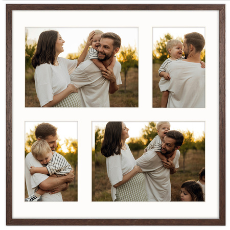 Foto Galeria 40x40 cm kolor brązowym - ramka z passe partout na 4 zdjęcia 10x15 cm i 15x21 cm