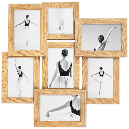 Multirama na 7 zdjęć MULTI  HEN 01 ramka na zdjęcia w kolorze dębowym