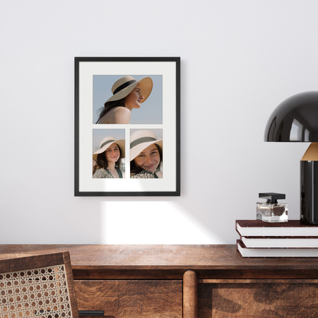 Foto Galeria 30x40 cm czarna - ramka z passe partout na 3 zdjęcia 10x15 cm 15x21 cm