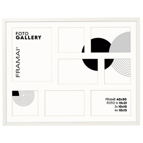 Foto Galeria 40x50 cm - ramka z passe partout na 7 zdjęć 10x10 cm 10x15 cm 15x21 cm kolor biały