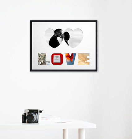 Ramka na zdjęcia LOVE - CZARNE. Ramka z passe partout o rozmiarze 30x40 cm