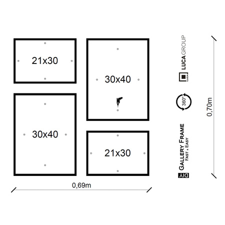 Zestaw białych ramek na 4 zdjęć PINIA 1 GF0003