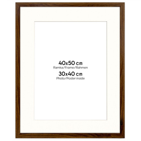 Ramka brązowa HEN PASS 4 z passe-partout – rozmiar 40x50 cm (okienko 30x40 cm)
