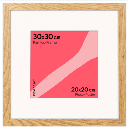 Ramka naturalna HEN PASS 01 z passe-partout – rozmiar 30x30 cm (20x20 cm)