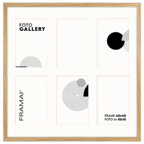 Foto Galeria 40x40 cm - ramka z passe partout na 6 zdjęć 10x15 cm kolor dębowy