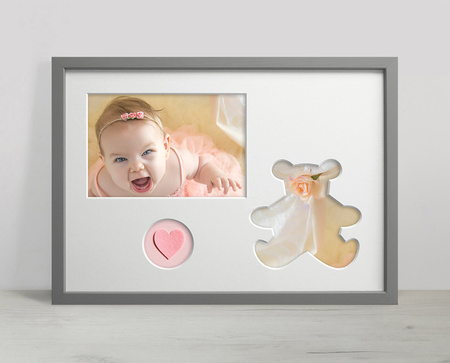 Ramka na zdjęcia do pokoju dziecięcego szare. Ramka z passe partout o rozmiarze 21x30 cm
