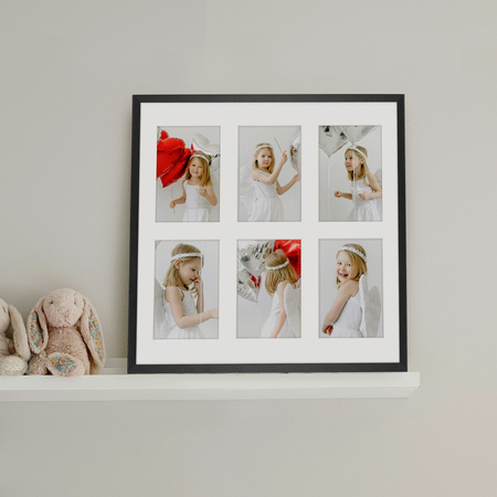Foto Galeria 40x40 cm - ramka z passe partout na 6 zdjęć 10x15 cm kolor czarny