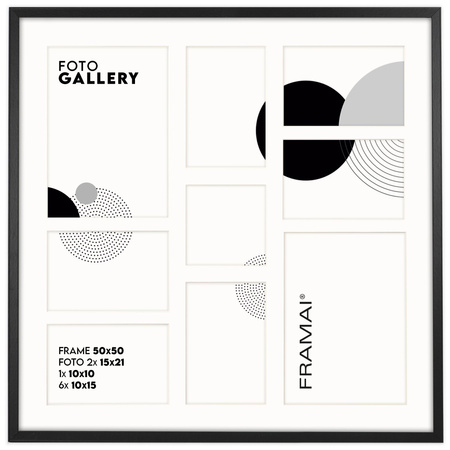 Foto Galeria 50x50 cm - ramka z passe partout na 9 zdjęć 10x15 cm 15x21 cm 10x10 cm czarna