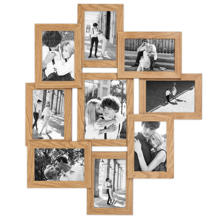 Multirama na 9 zdjęć MULTI HEN 01 ramka na zdjęcia w kolorze dębowym