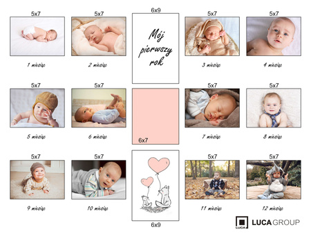 Ramka na zdjęcia PIERWSZY ROCZEK DZIECKA - DZIEWCZYNKA. Ramka z passe partout o rozmiarze 30x40 cm