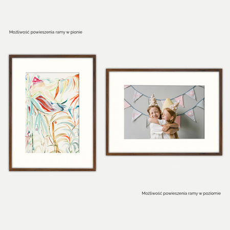 Ramka brązowa HEN PASS 4 z passe-partout – rozmiar 60x80 cm (okienko 40x60 cm)