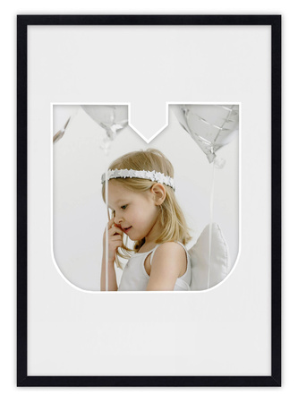 Ramka LITERKA "U" Czarna. Ramka z passe partout o rozmiarze 21x30 cm