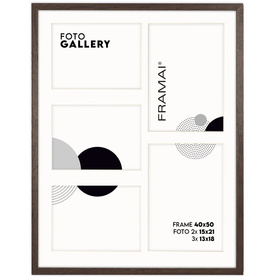 Foto Galeria 40x50 cm - ramka z passe partout na 5 zdjęć 13x18 cm 15x21 cm kolor brązowy