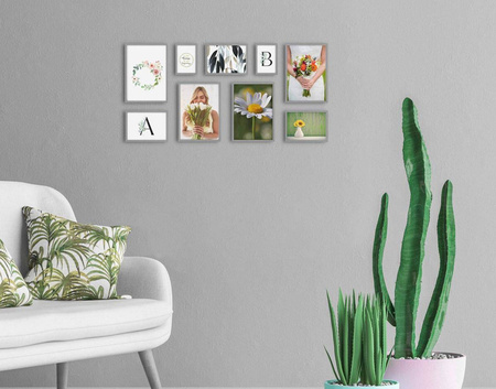 Zestaw szarych ramek na 9 zdjęć PINIA 05 GF0004