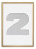 Ramka CYFERKA "2" Naturalne Drewno. Ramka z passe partout o rozmiarze 21x30 cm
