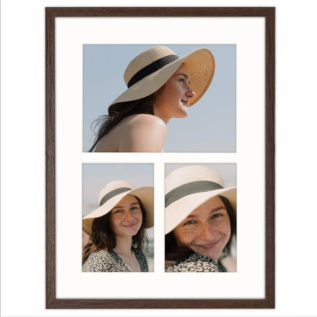 Foto Galeria 30x40 cm brązowa - ramka z passe partout na 3 zdjęcia 10x15 cm 15x21 cm