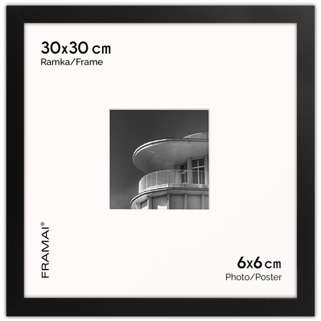 Ramka czarna HEN PASS 2 z passe-partout – rozmiar 30x30 cm (okienko 20x20 cm)