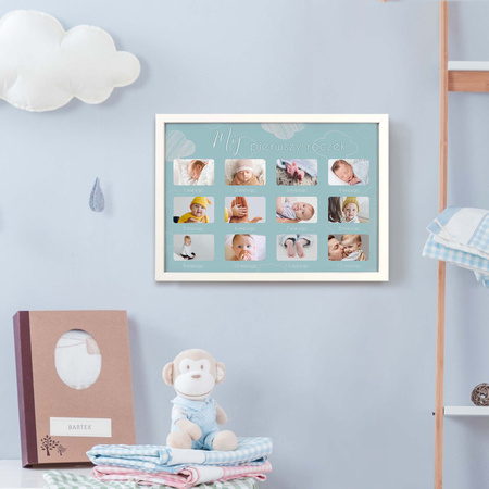 Ramka na zdjęcia MÓJ PIERWSZY ROCZEK - CHŁOPIEC. Ramka z passe partout o rozmiarze 21x30 cm