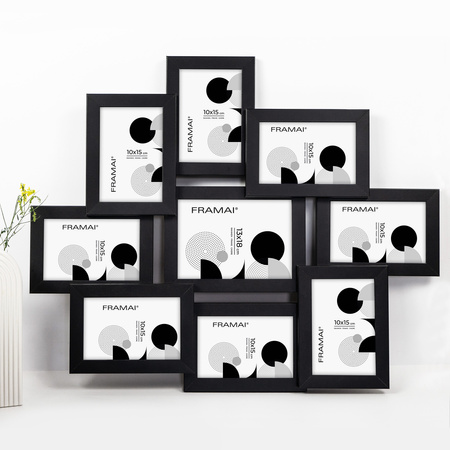 Multirama na 9 zdjęć MULTI HEN 2 ramka na zdjęcia w kolorze czarnym