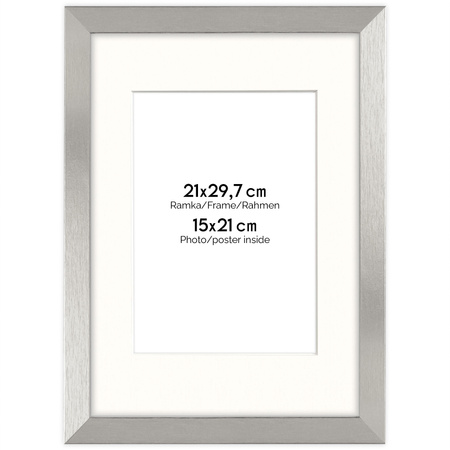 Ramka srebrna HEN PASS S z passe-partout – rozmiar 21x29,7 cm (okienko 15x21 cm)