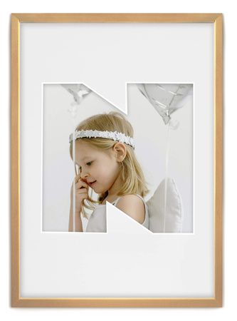 Ramka LITERKA "N" Jasne Drewno. Ramka z passe partout o rozmiarze 21x30 cm