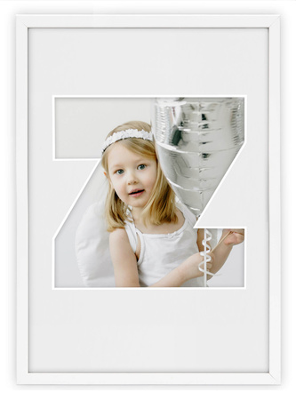 Ramka LITERKA "Z" Biała. Ramka z passe partout o rozmiarze 21x30 cm