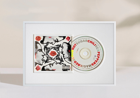 Ramka na płytę CD w kolorze białym. Ramka aluminiowa o rozmiarze 21x30 cm