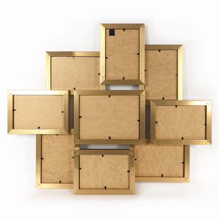 Multirama na 9 zdjęć MULTI HEN Z ramka na zdjęcia w kolorze złotym