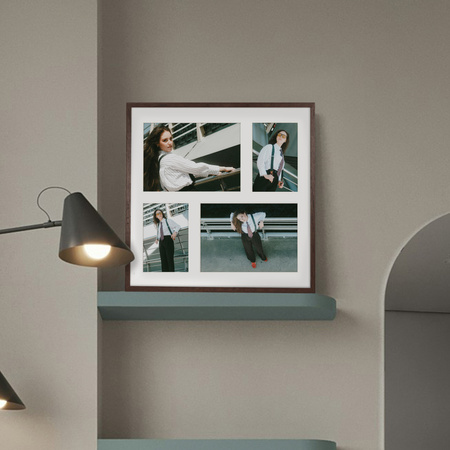 Foto Galeria 40x40 cm kolor brązowym - ramka z passe partout na 4 zdjęcia 10x15 cm i 15x21 cm