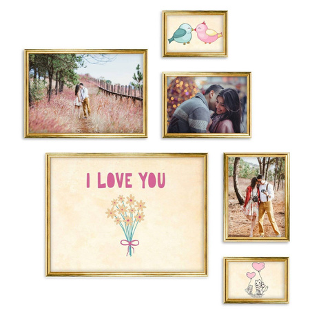 Zestaw złotych ramek na 6 zdjęć HIT 1 Z GF0010
