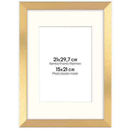 Ramka złota HEN PASS Z z passe-partout – rozmiar 21x29,7 cm (okienko 15x21 cm)