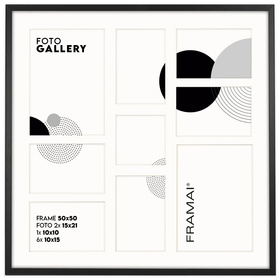 Foto Galeria 50x50 cm - ramka z passe partout na 9 zdjęć 10x15 cm 15x21 cm 10x10 cm czarna