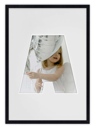 Ramka LITERKA "A" czarna - Ramka z passe partout o rozmiarze 21x30 cm