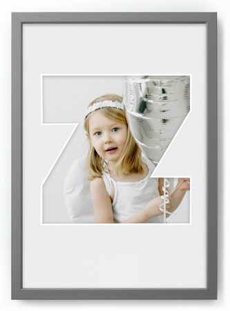 Ramka LITERKA "Z" Szara. Ramka z passe partout o rozmiarze 21x30 cm