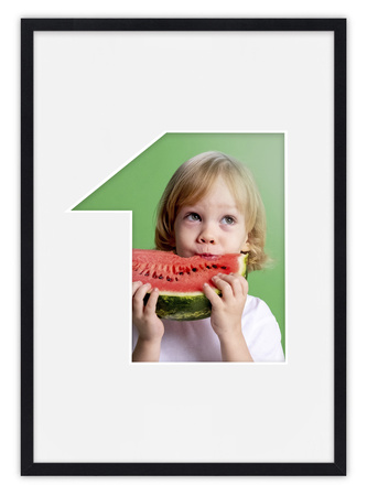 Ramka CYFERKA "1" Czarna. Ramka z passe partout o rozmiarze 21x30 cm