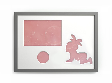 Ramka na zdjęcia do pokoju dziecięcego szare. Ramka z passe partout o rozmiarze 21x30 cm