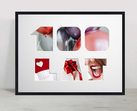 Ramka na URODZINY w kolorze czarnym. Ramka z passe partout o rozmiarze 30x40 cm