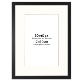 Ramka czarna HEN PASS 2 z passe-partout – rozmiar 30x40 cm (okienko 21x30 cm)