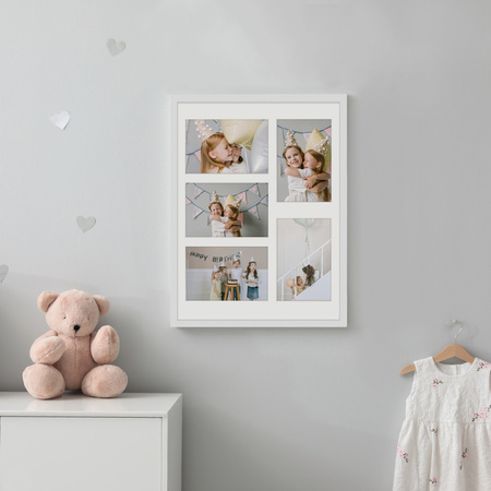 Foto Galeria 30x40 cm kolor biały - ramka z passe partout na 5 zdjęcia 10x15 cm
