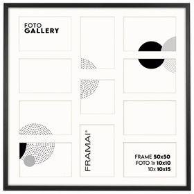 Foto Galeria 50x50 cm - ramka z passe partout na 11 zdjęć 10x15 cm i 10x10 cm kolor czarny