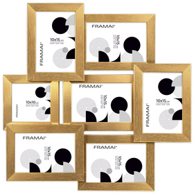 Multirama na 7 zdjęć MULTI  HEN Z ramka na zdjęcia - złota