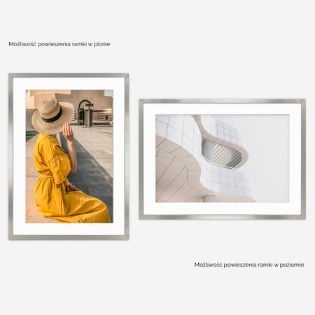 Ramka srebrna HEN PASS S z passe-partout – rozmiar 50x70 cm (okienko 40x60 cm)