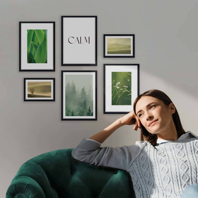 Zestaw plakatów Forest Morning + zestaw ramek z litego drewna w kolorze czarnym