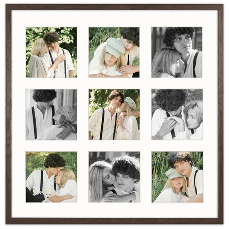 Foto Galeria 40x40 cm - ramka z passe partout na 9 zdjęć 10x10 cm kolor brązowy