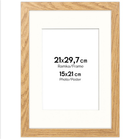 Ramka naturalna HEN PASS 01 z passe-partout – rozmiar 21x29,7 cm (okienko 15x21 cm)