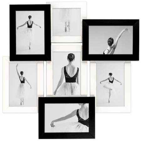 Multirama na 7 zdjęć MULTI HEN 1-2 ramka na zdjęcia - czarno-biała