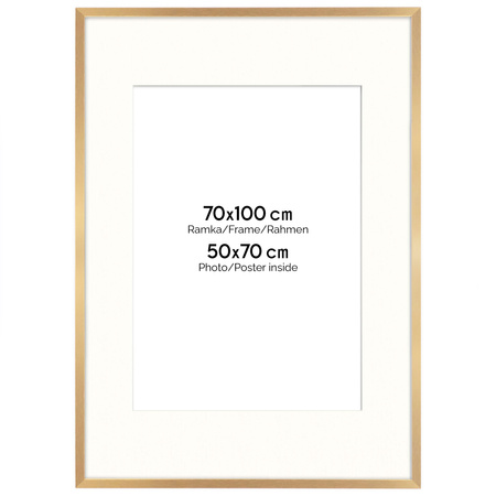 Ramka złota HEN PASS Z z passe-partout – rozmiar 70x100 cm (okienko 50x70 cm)