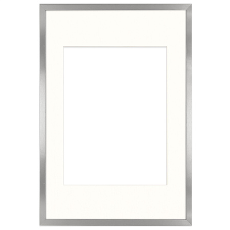 Ramka srebrna HEN PASS S z passe-partout – rozmiar 40x60 cm (okienko 30x40 cm)