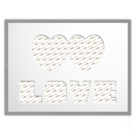 Ramka na zdjęcia LOVE - SZARE. Ramka z passe partout o rozmiarze 30x40 cm