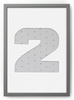 Ramka CYFERKA "2" Szara. Ramka z passe partout o rozmiarze 21x30 cm